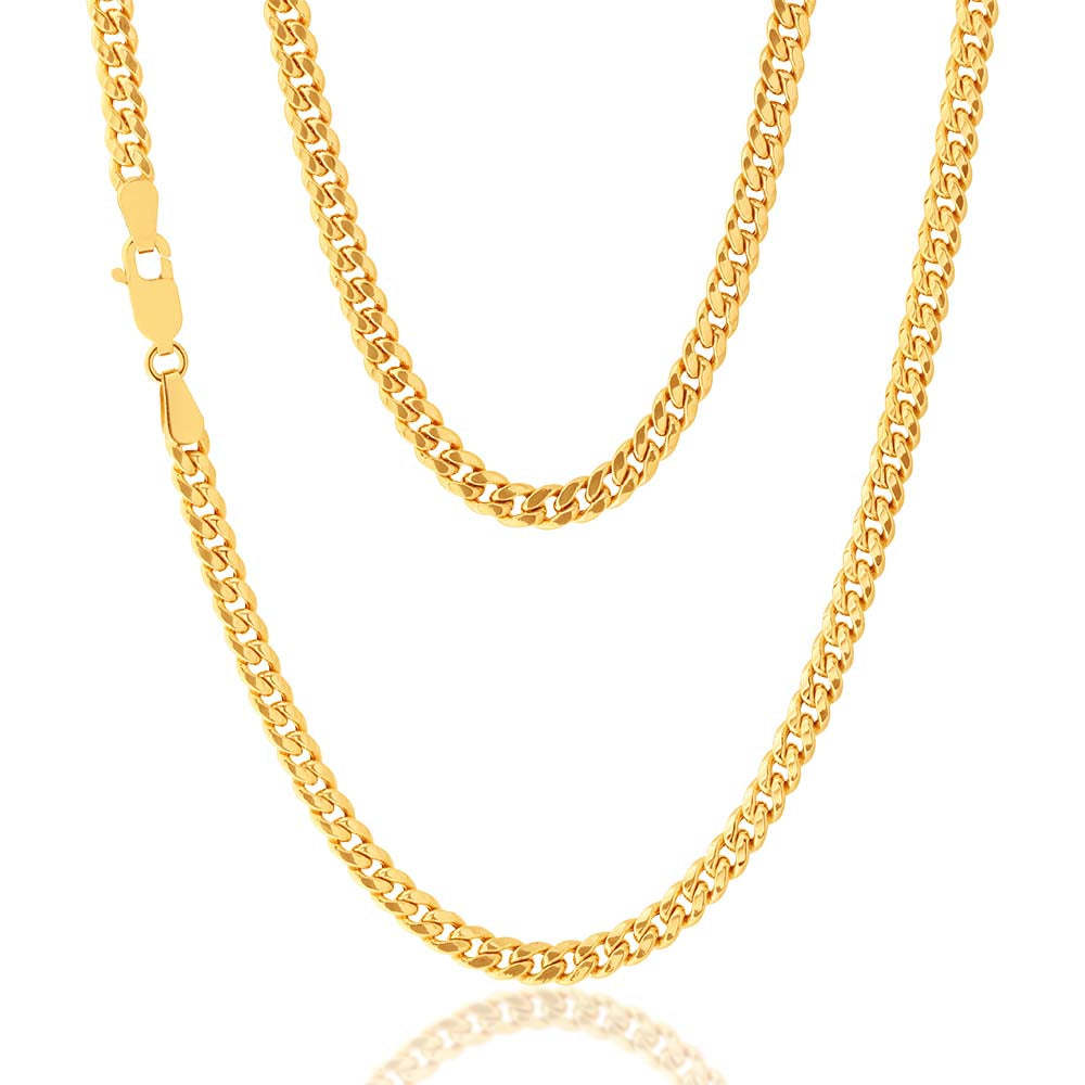 9ct Yellow Gold 50cm Curb Chain Necklace for Women - Classic Dainty Layering Jewelry - Perfect for Everyday Wear, Gifts & Special Occasions