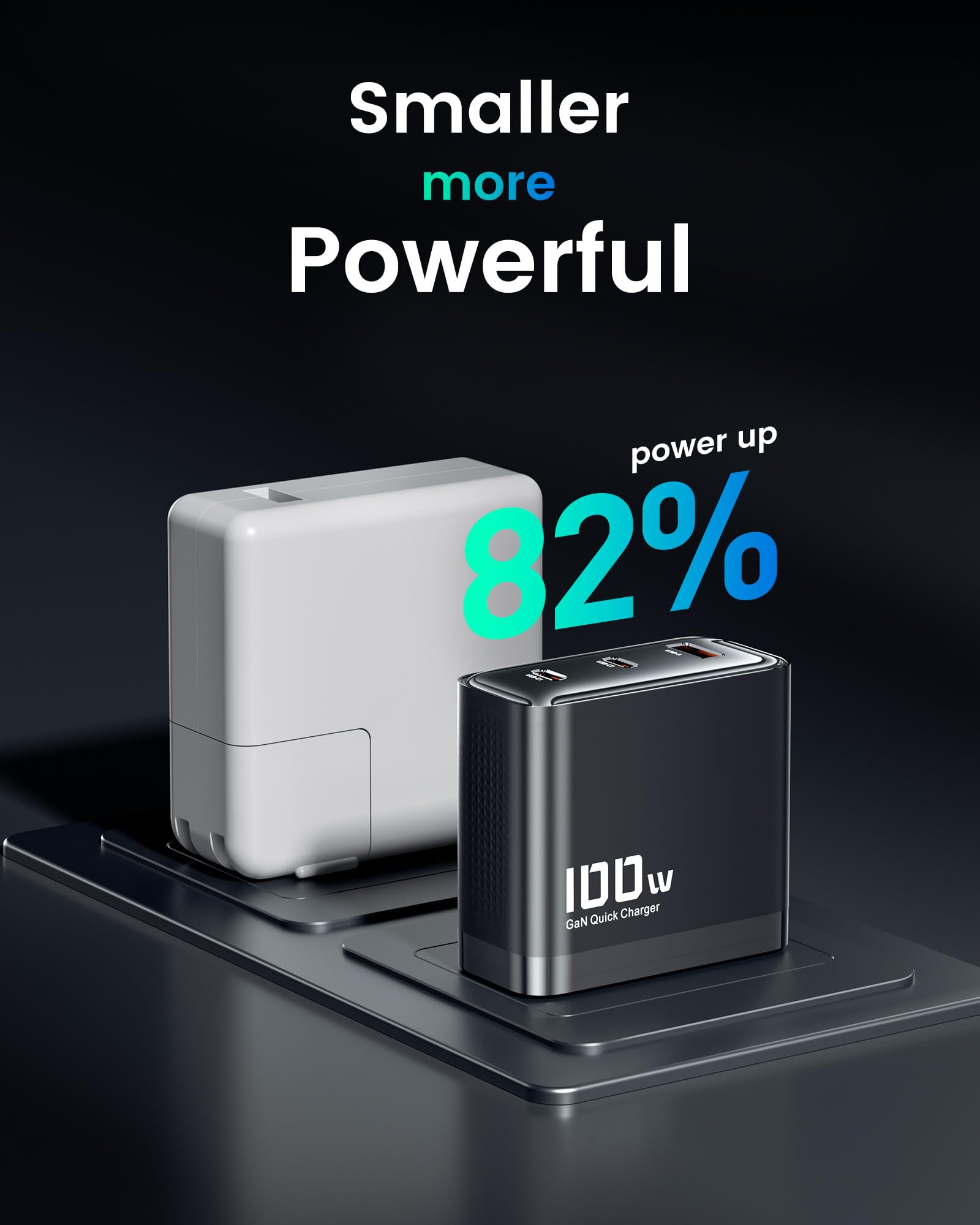 Toocki 100W GaN Fast Charger, 3-Port USB C Wall Charger with Foldable Plug & 3.3FT USB C to C Cable - PD PPS Charging for MacBook Pro/Air, iPhone 16, Galaxy S23, iPad, Tablets - Perfect for Travel, Office & Home Use
