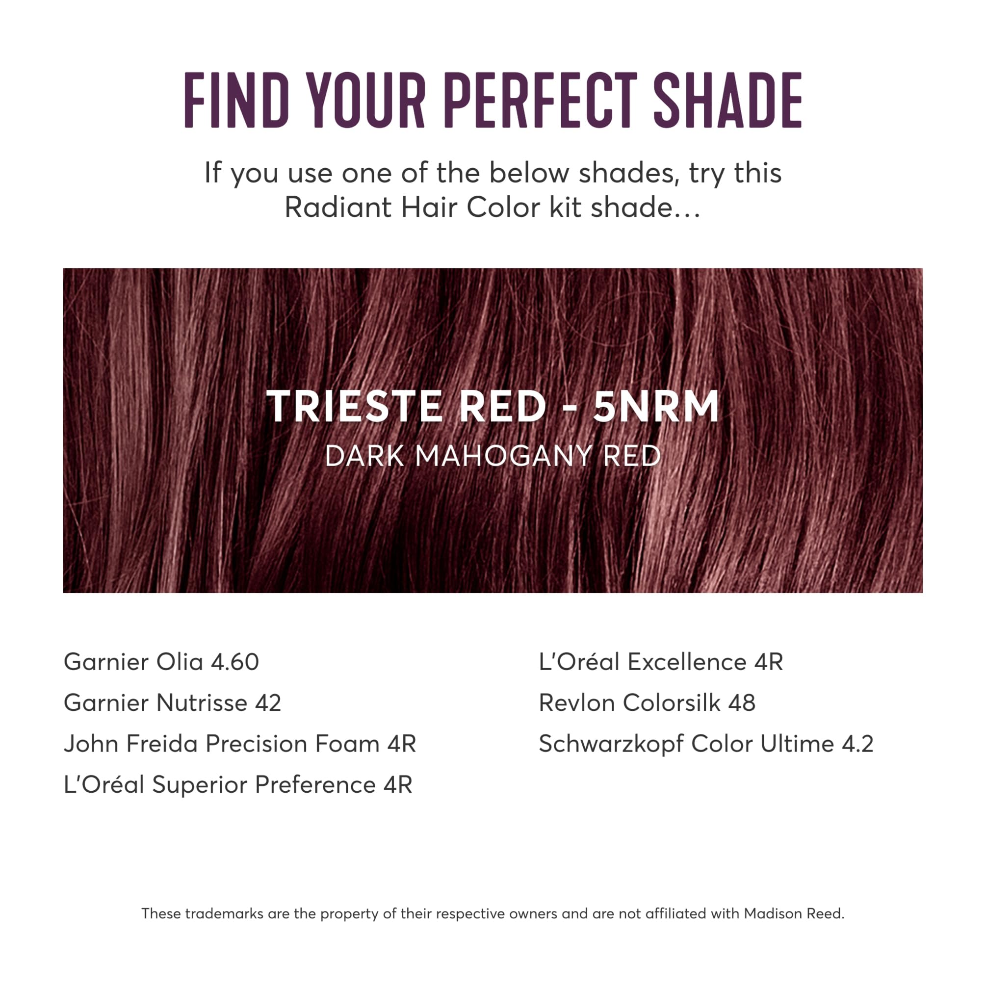 Madison Reed Radiant Hair Color Kit - Dark Auburn Red Permanent Dye for 100% Gray Coverage | Ammonia-Free, 5NRM Trieste Red | Pack of 2 | Perfect for At-Home Hair Coloring & Salon-Quality Results