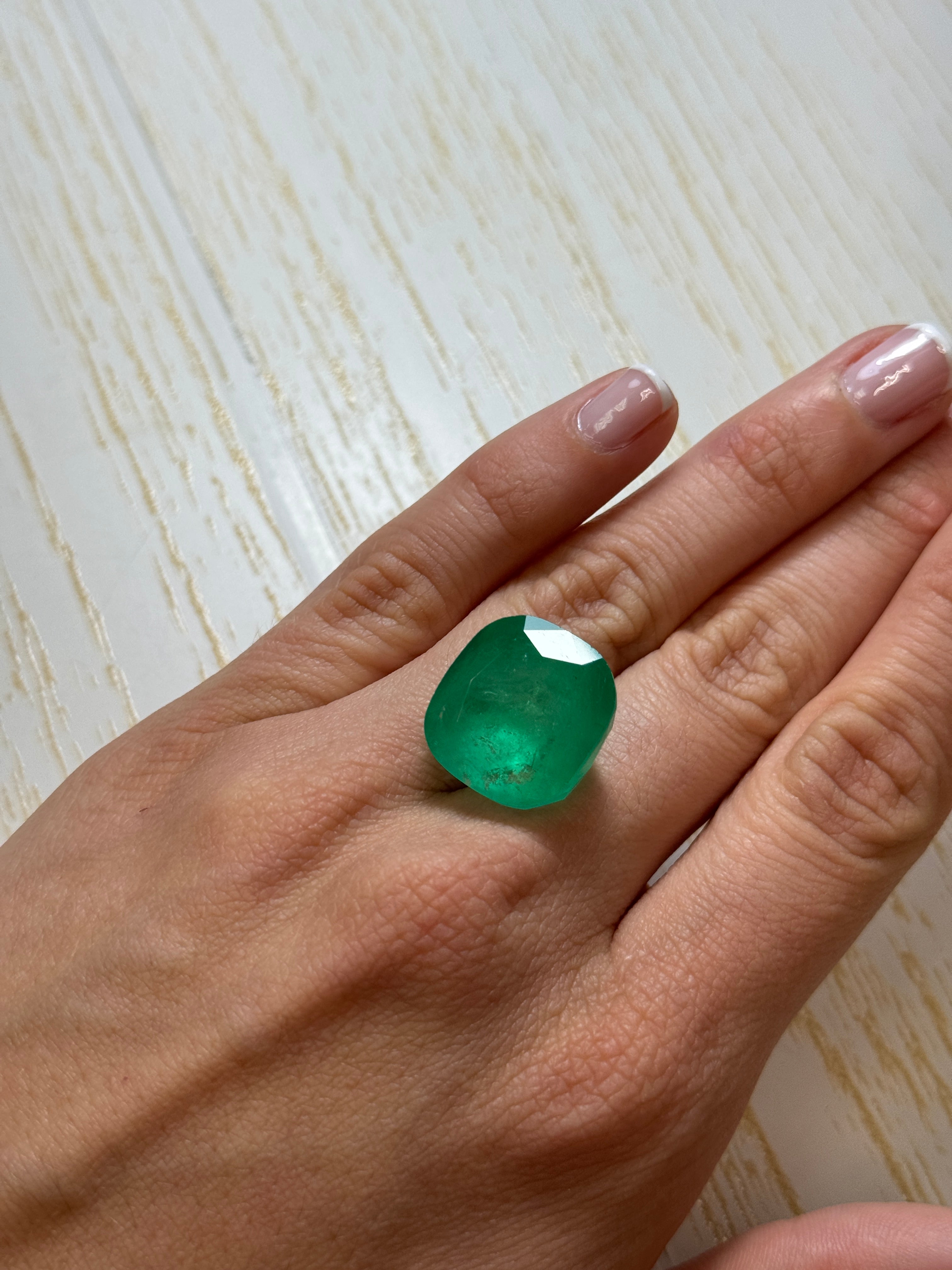 30.43 Carat Natural Colombian Emerald - Loose Cushion Cut Spring Green Gemstone for Jewelry Making & Engagement Rings