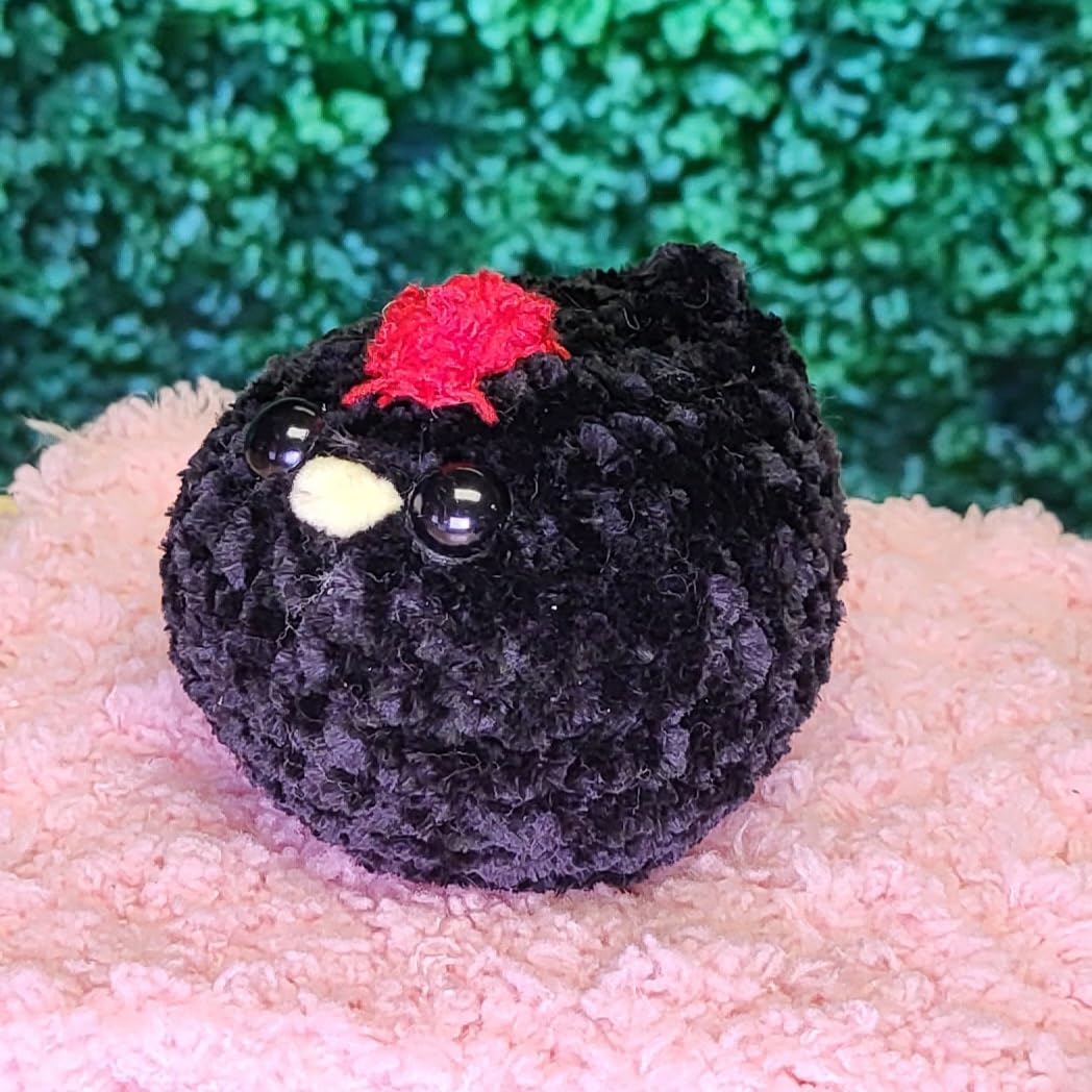 Handmade Crochet Mini Chicken Plush Stuffed Animal Toy - Adorable Black Cute Gift for Kids, Nursery Decor, Baby Shower Present, Birthday Party Favors