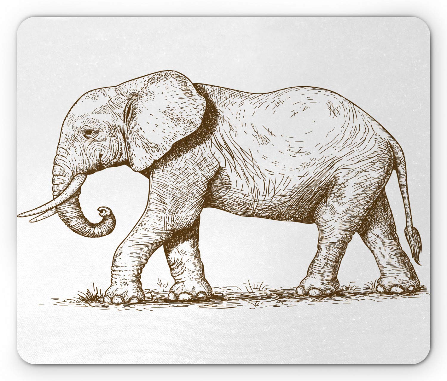 Ambesonne Animal Mouse Pad - Savannah Wildlife Sketch Design, Non-Slip Rubber Mousepad with Modern Mammal Illustration, Standard Size White & Brown - Perfect for Office, Gaming & Computer Workstations