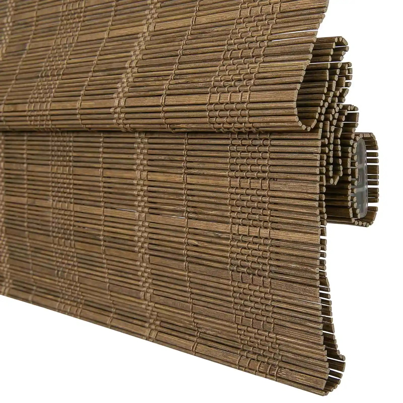 Rae Natural Bamboo Woven Window Shade - Autumn Leaves Design - Eco-Friendly Room Darkening Blinds for Living Room & Bedroom