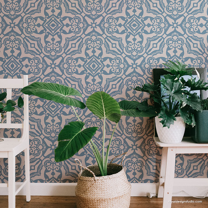 Rosa Tile Stencil - Reusable DIY Tile Painting Template for Floral Patterns - Perfect for Bathroom, Kitchen Backsplash & Home Decor Projects