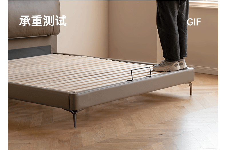 Premium Genuine Leather Bed Frame - Luxury Cowhide Upholstered King/Queen Size Bed - Perfect for Master Bedroom, Guest Room & Modern Home Decor