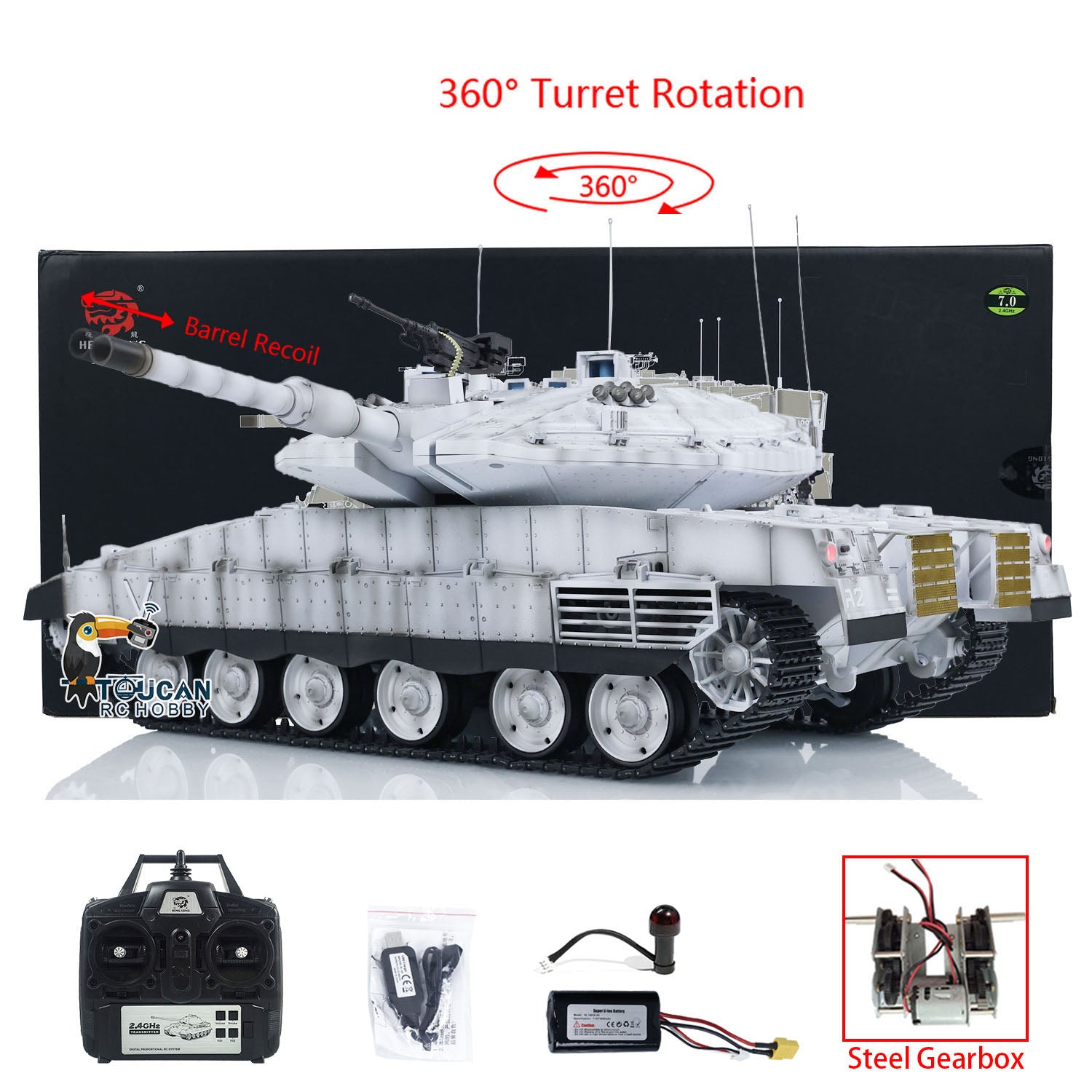 1/16 Heng Long 3958 RC Tank - IDF Merkava MK IV Metal Gearbox Military Vehicle with Radio Control | Collectible Model for Hobbyists & Battle Simulation Scenes
