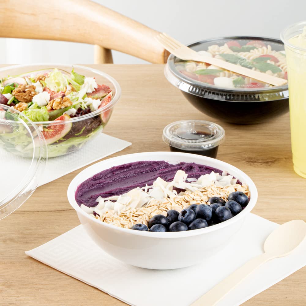 21oz Recyclable White Plastic Salad Bowls - 200 Pack Disposable Restaurantware for Pasta, Salads & Takeout | BPA-Free Food Containers for Catering, Parties & Meal Prep (Lids Sold Separately)