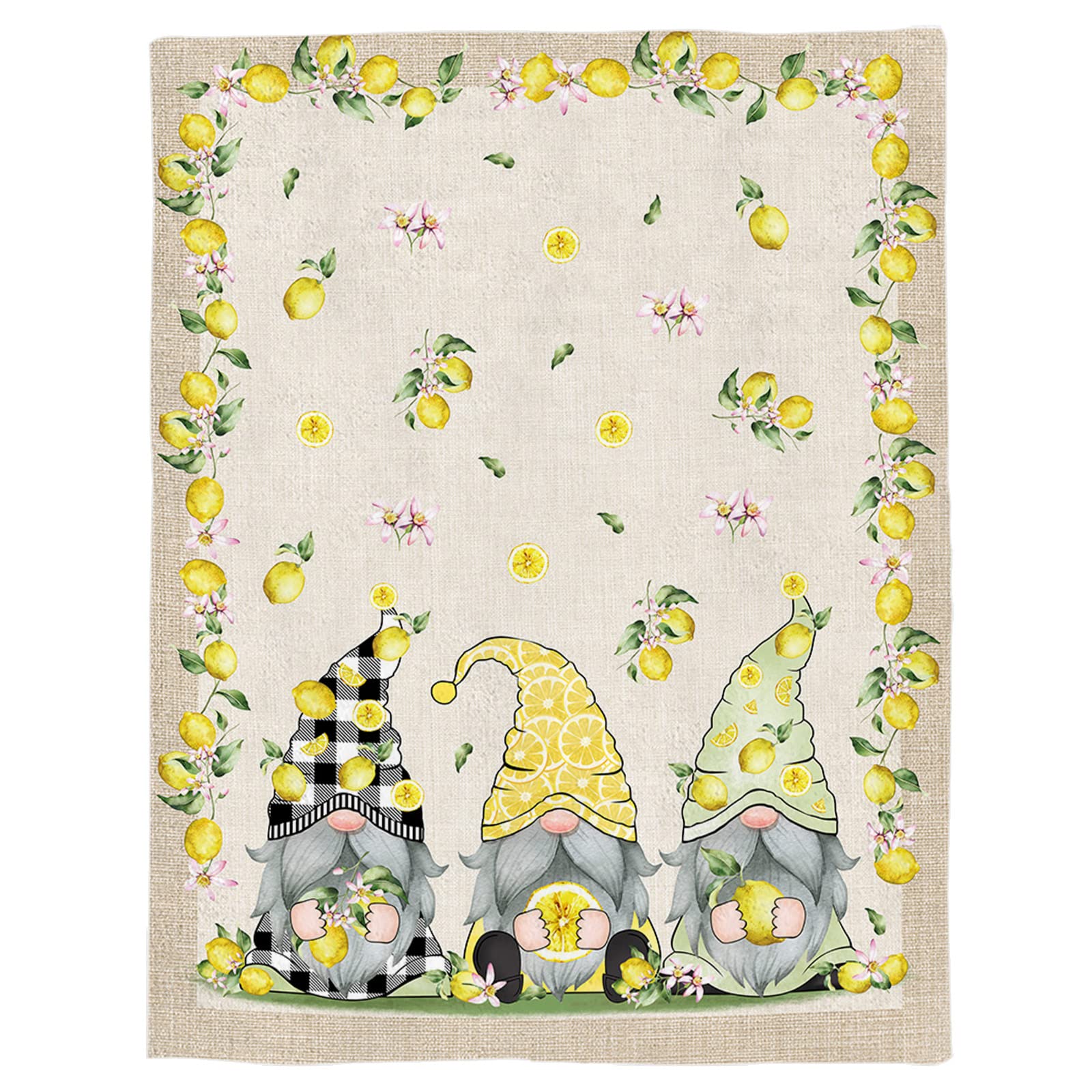 Cozy Microfiber Fleece Throw Blanket - Lightweight Flannel Blanket with Summer Lemon Gnomes & Floral Design (40x50 Inch) - Perfect for Bed, Couch, Sofa - Ideal for Lounging, Netflix Nights & Home Decor