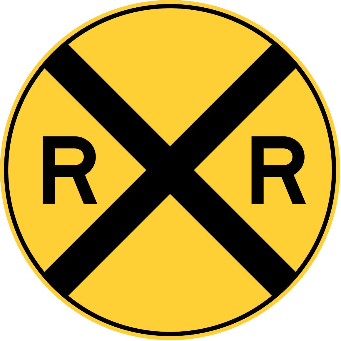 Safety & Warning Vinyl Stickers Bundle - Railroad Crossing Ahead, Warehouse Signs - 3 Pack (13