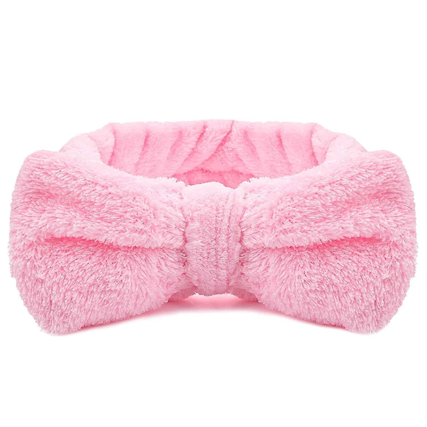 **Soft Velvet Elastic Headband with Cute Bowknot for Spa, Makeup & Face Washing – Coral Fleece Shower & Cosmetic Headband for Women & Girls – Pack of 1 (Design 2) – Perfect for Skincare, Bathing & Relaxation**