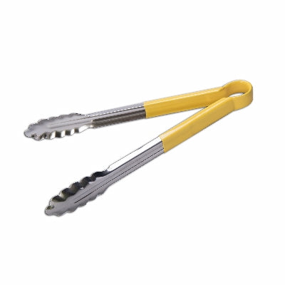 Premium 12-Inch Yellow Coated Utility Tongs - Non-Slip Heat-Resistant Kitchen Tongs for Cooking, Grilling, and Serving - Culinary Essentials 859298 (Perfect for BBQ, Salad, Pasta & Hot Food Handling)