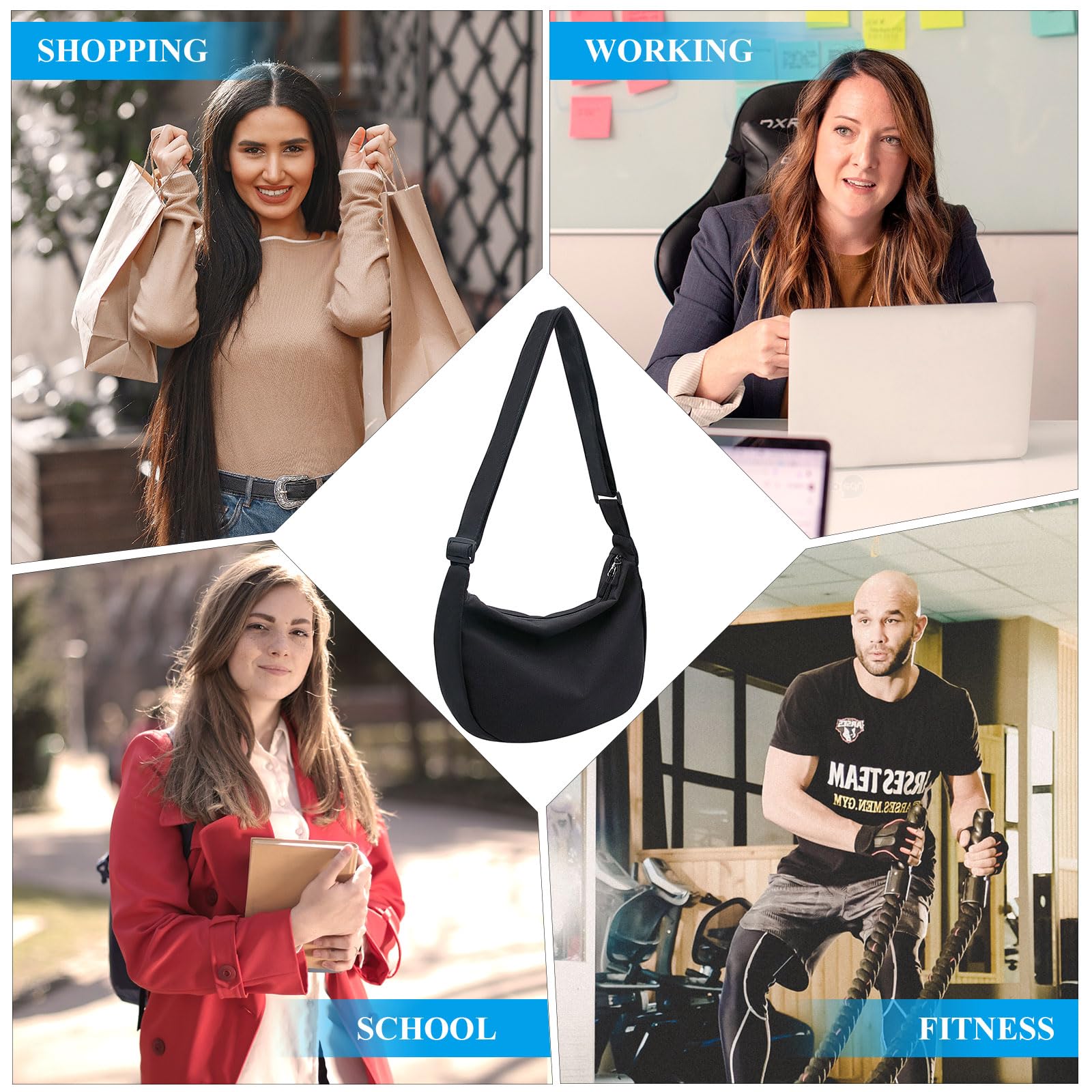 YAMEIZE Crossbody Bag for Women & Men - Adjustable Shoulder Strap Hobo Purse, Crescent Phone Bag, Dumpling Style Handbag - Perfect for Travel, Shopping & Daily Use