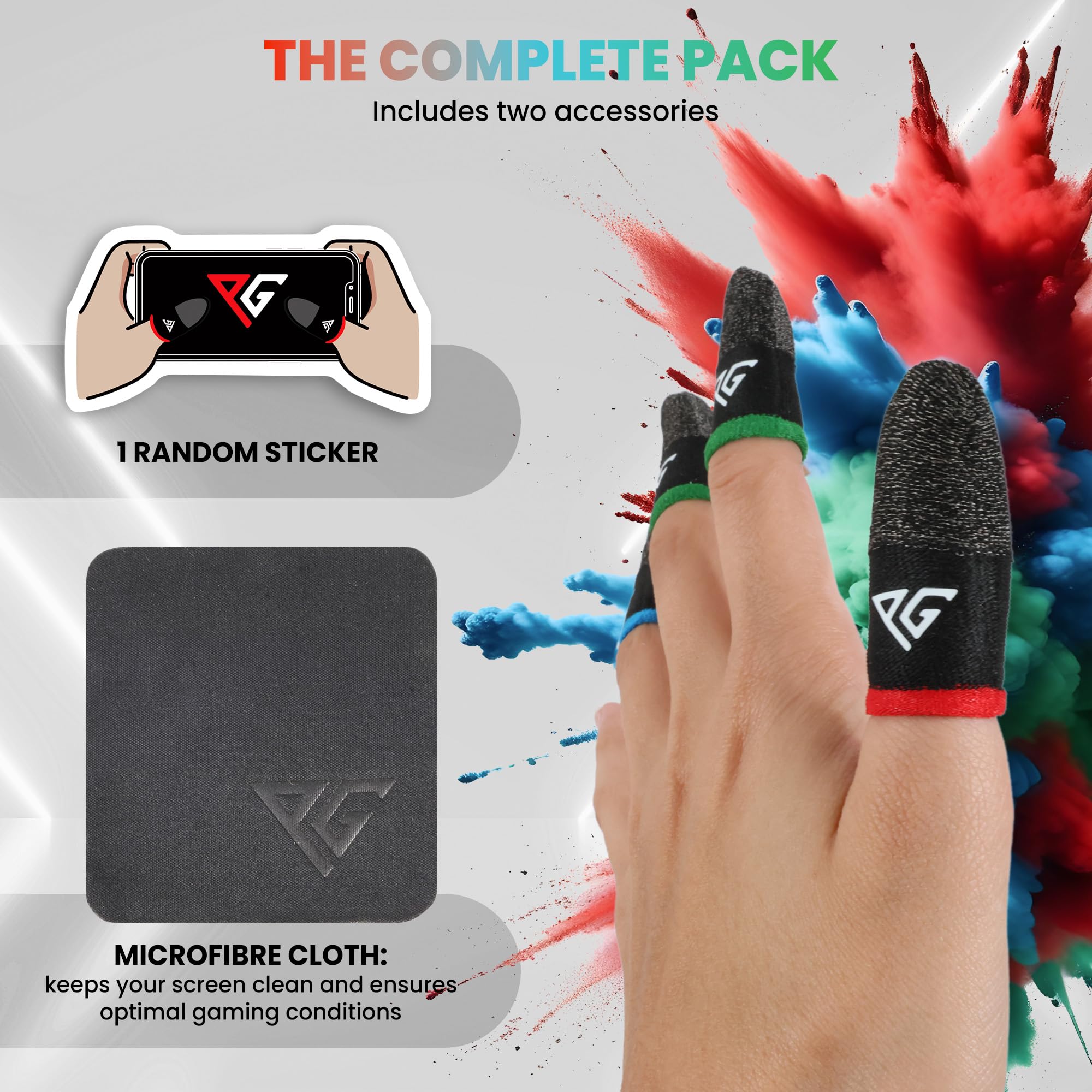 Progameplays Anti-Sweat Finger Sleeves for Mobile Gaming - Ultra Sensitive Touchscreen Gloves Compatible with PUBG, COD Mobile & All Gaming Phones - Perfect for Esports, Streaming & Long Gaming Sessions