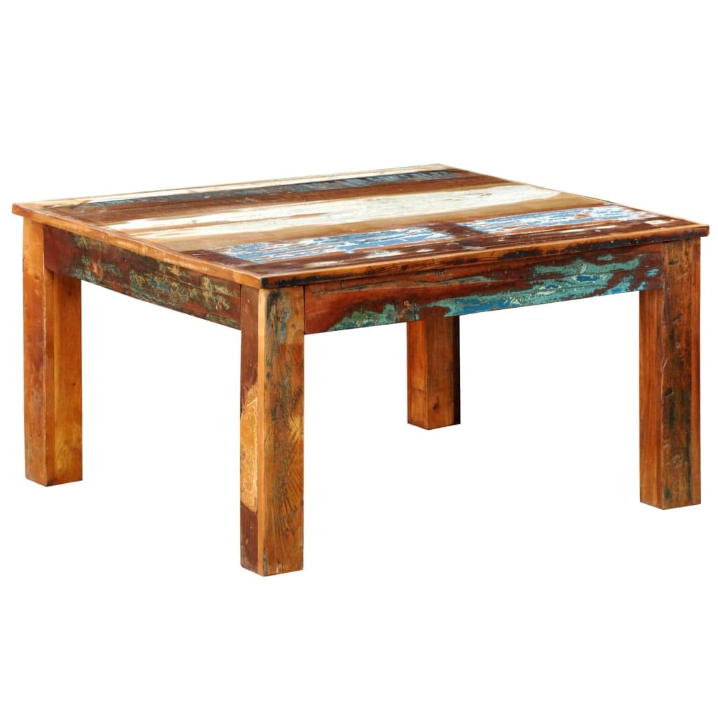 Square Reclaimed Wood Coffee Table - Rustic Industrial Style for Living Room, Lounge & Office - Handcrafted Solid Wood Furniture for Home Decor