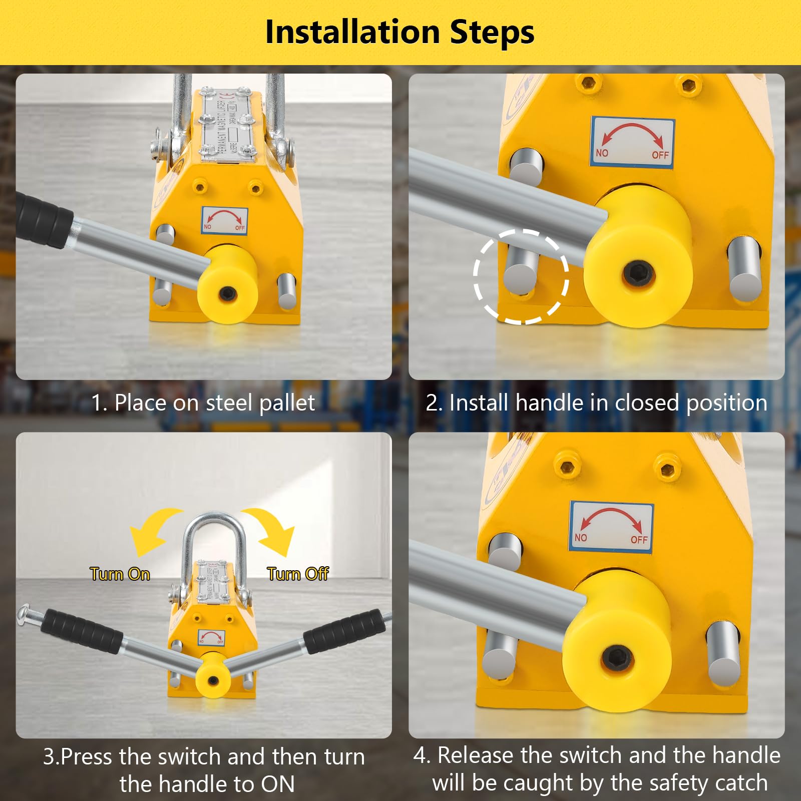 Garvee 660Lbs Heavy Duty Magnetic Lifter - Permanent Lifting Magnet for Steel Plates, Boards & Round Bars with 2.5 Safety Factor | Industrial Metal Handling, Warehouse Equipment & Construction Site Use