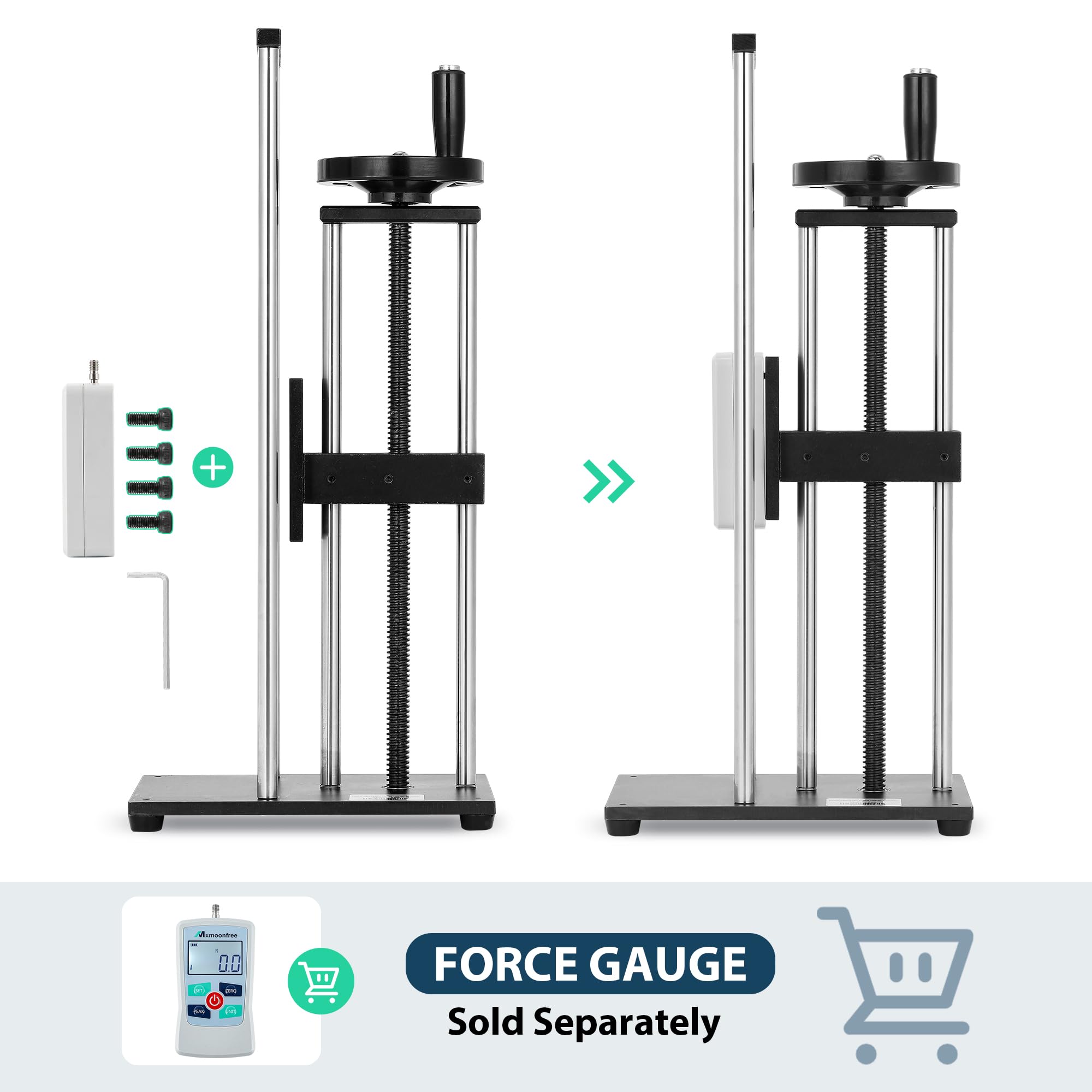 Manual Force Test Stand with Hand Wheel & Testing Clamp - 280mm/11'' Stroke Push Pull Gauge Stand (ESD Model) for Electronics Assembly, Quality Control & Material Testing | Force Gauge Not Included