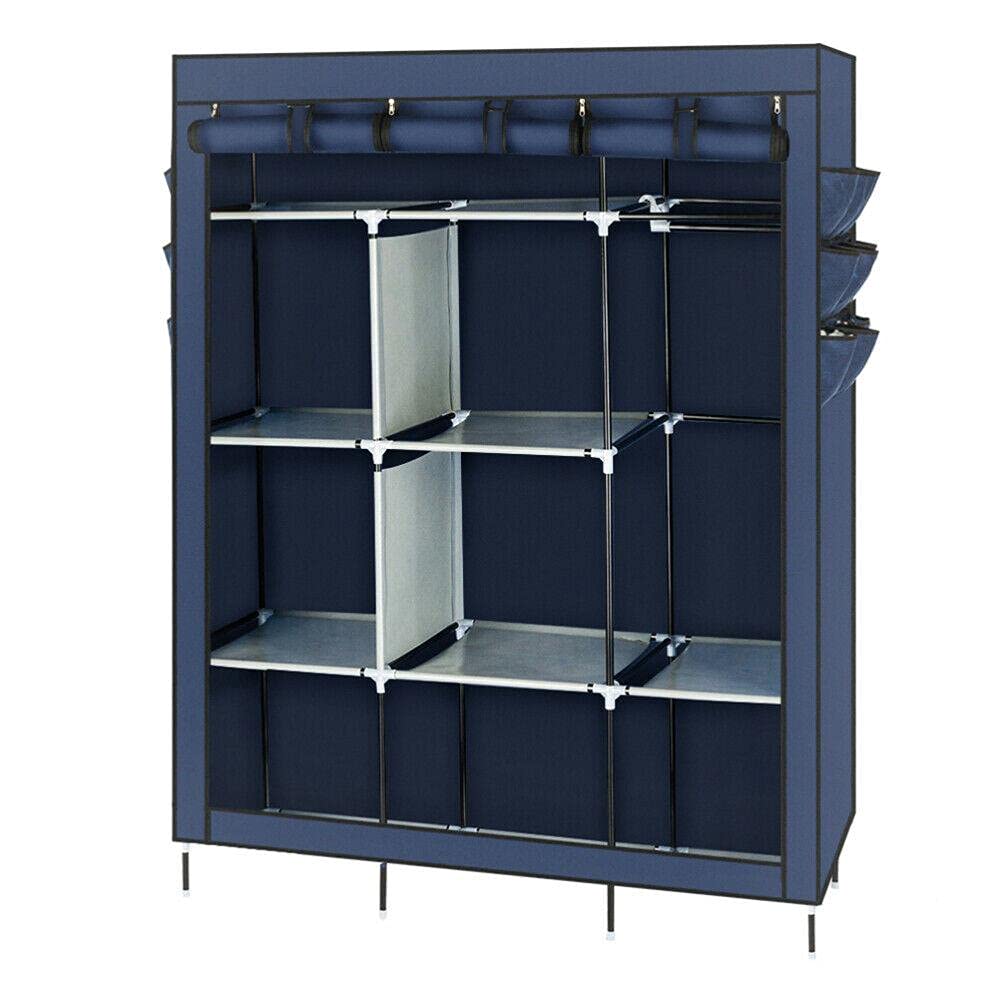 69 Inch Portable Wardrobe Closet - Dark Blue Storage Cabinet with High Legs for Clothes, Shoes, Toys & Bathroom Organization | Space-Saving Home & Dorm Storage Solution