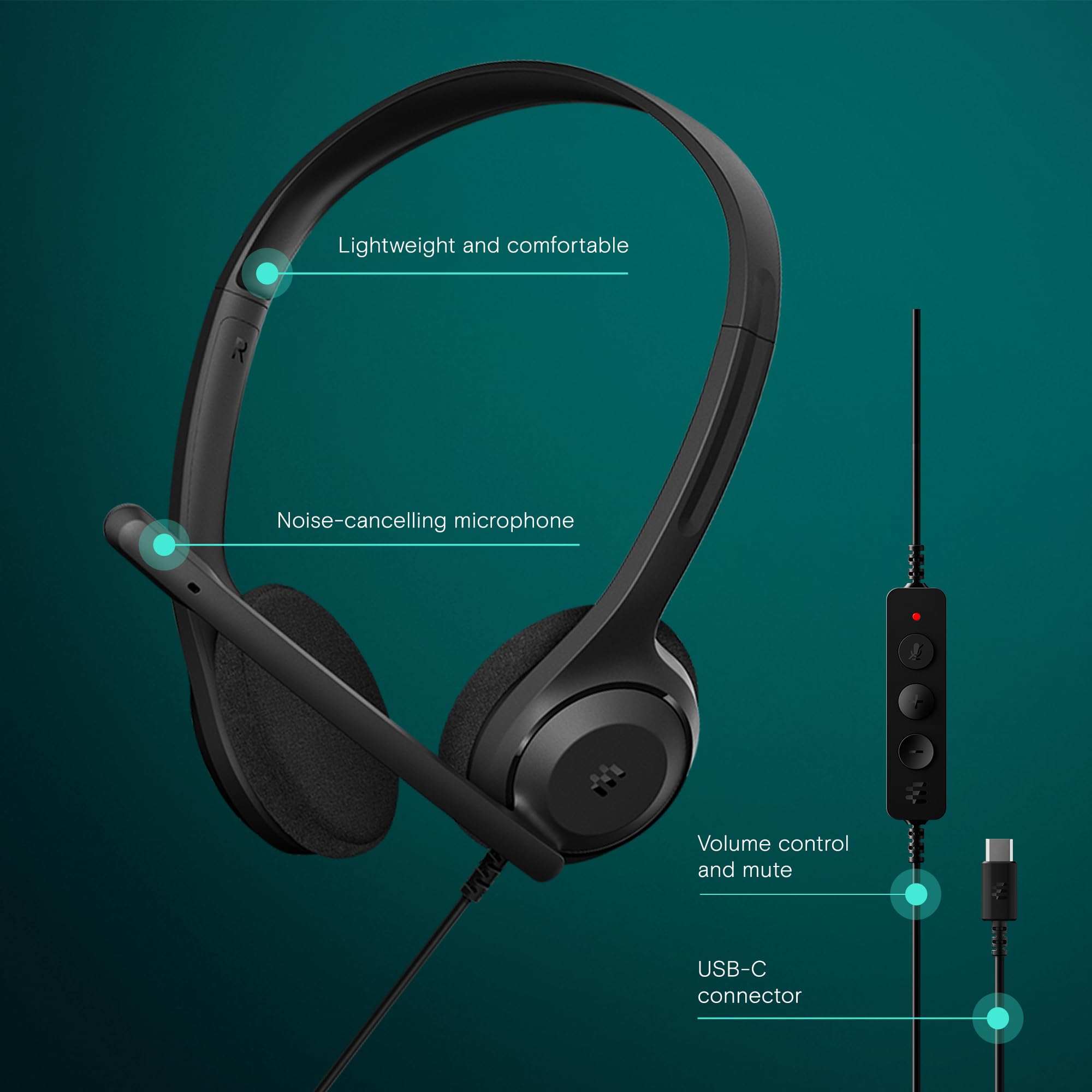 EPOS C1 USB C Wired Headset - Noise-Canceling Microphone, Hi-Fi Sound, Comfortable On-Ear Design for Office & Home - Perfect for Video Calls, Gaming & Remote Work (Chromebook Certified)