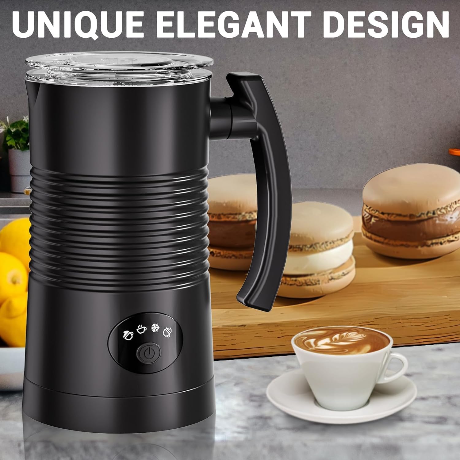 Electric Milk Frother 11.8oz/350ml - Automatic Hot & Cold Foam Maker for Coffee, Latte, Cappuccino - Milk Steamer for Perfect Froth at Home or Café