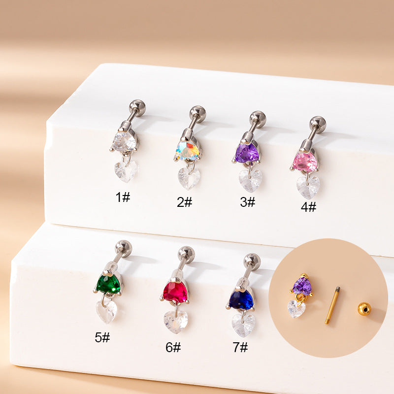 20G Cartilage Heart Dangle Stud Helix Piercings - Stainless Steel Body Jewelry for Women | Perfect for Ear, Nose, Tragus & Helix Piercing | Trendy Gift for Valentine's Day & Special Occasions