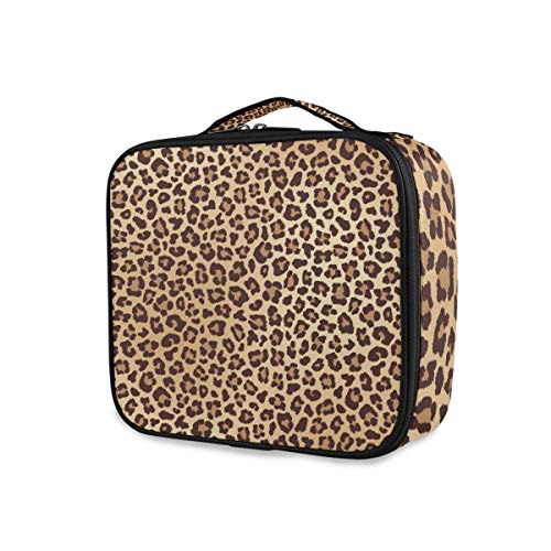 ALAZA Leopard Print Travel Makeup Bag for Women & Girls - Waterproof Cosmetic Organizer Toiletry Case for Vacation, Gym, Business Trips & Daily Use