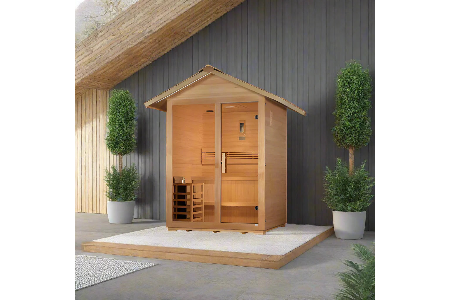 Golden Designs Arlberg 3-Person Outdoor Sauna - Traditional Wooden Sauna for Home, Backyard & Relaxation - Perfect for Family Use, Detox & Stress Relief