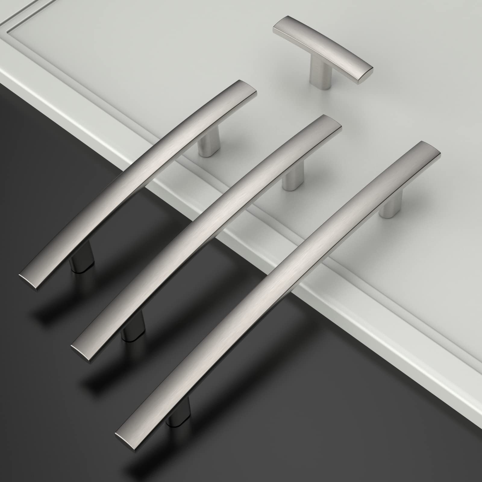 Amerdeco 30 Pack Brushed Satin Nickel Cabinet Knobs - 2 Inch Solid Zinc Alloy Single Hole Drawer Pulls - T Bar Hardware for Kitchen Cabinets, Cupboards & Furniture (ZH0003BSNK) - Perfect for Home Renovation & DIY Projects