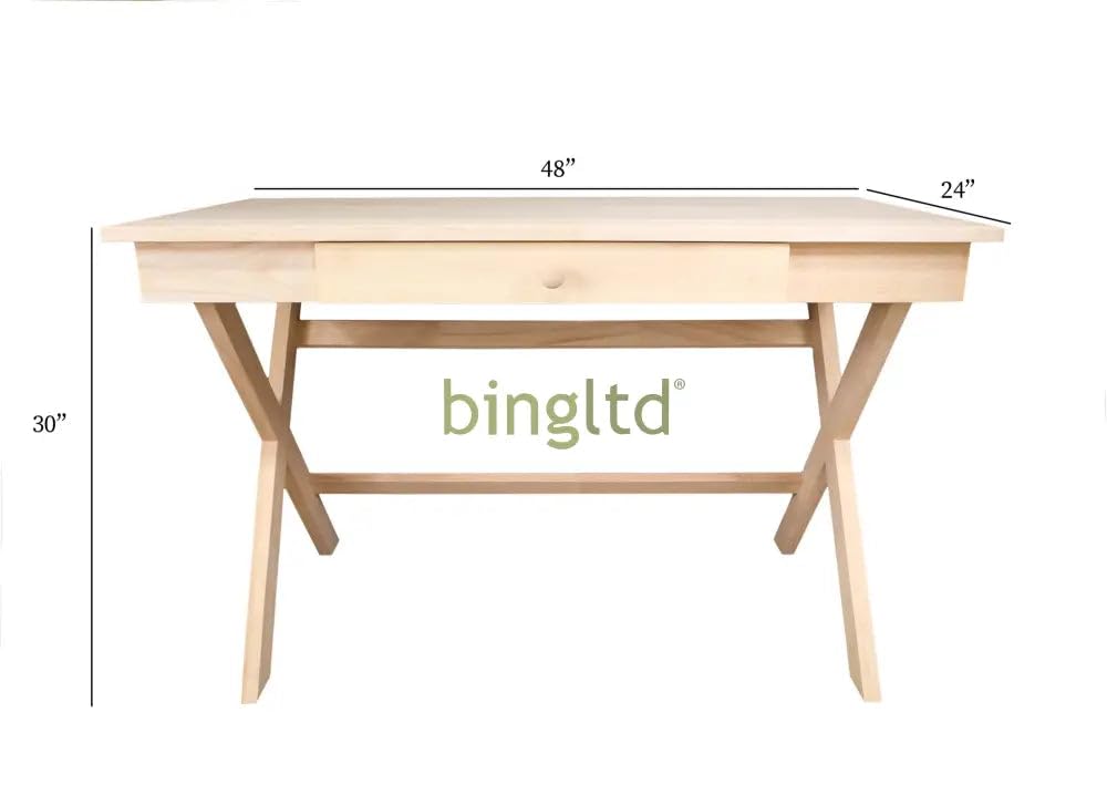 REMO Solid Wood Desk with Drawer - Sturdy X-Leg Design Home Office Desk for Study, Work & Gaming - Modern Writing Table for Small Spaces & Dorm Rooms