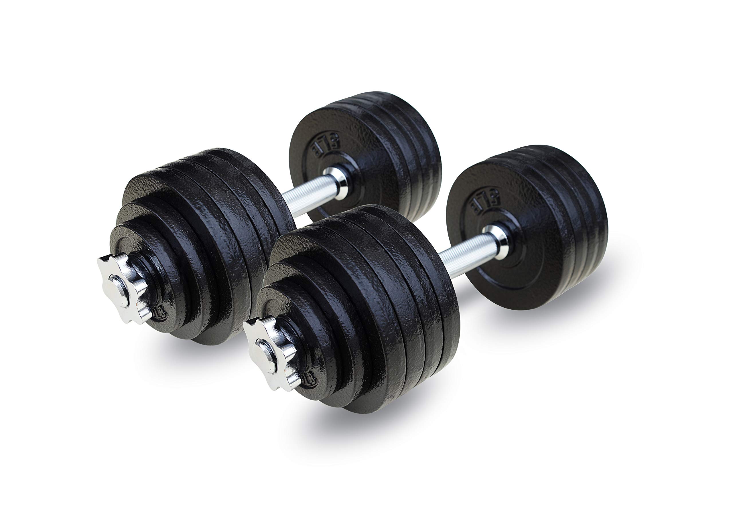 Adjustable Weight Cast Iron Dumbbells Set 105lbs - Home Gym Equipment for Strength Training, Muscle Building & Fitness Workouts