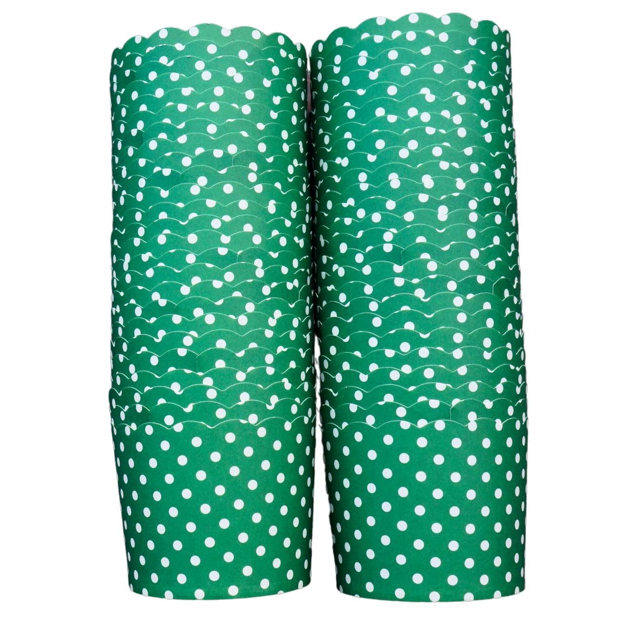 50-Pack Large Green Polka Dot Paper Baking Cups | Greaseproof Disposable Cupcake & Muffin Liners for Baking, Parties & Home Decor