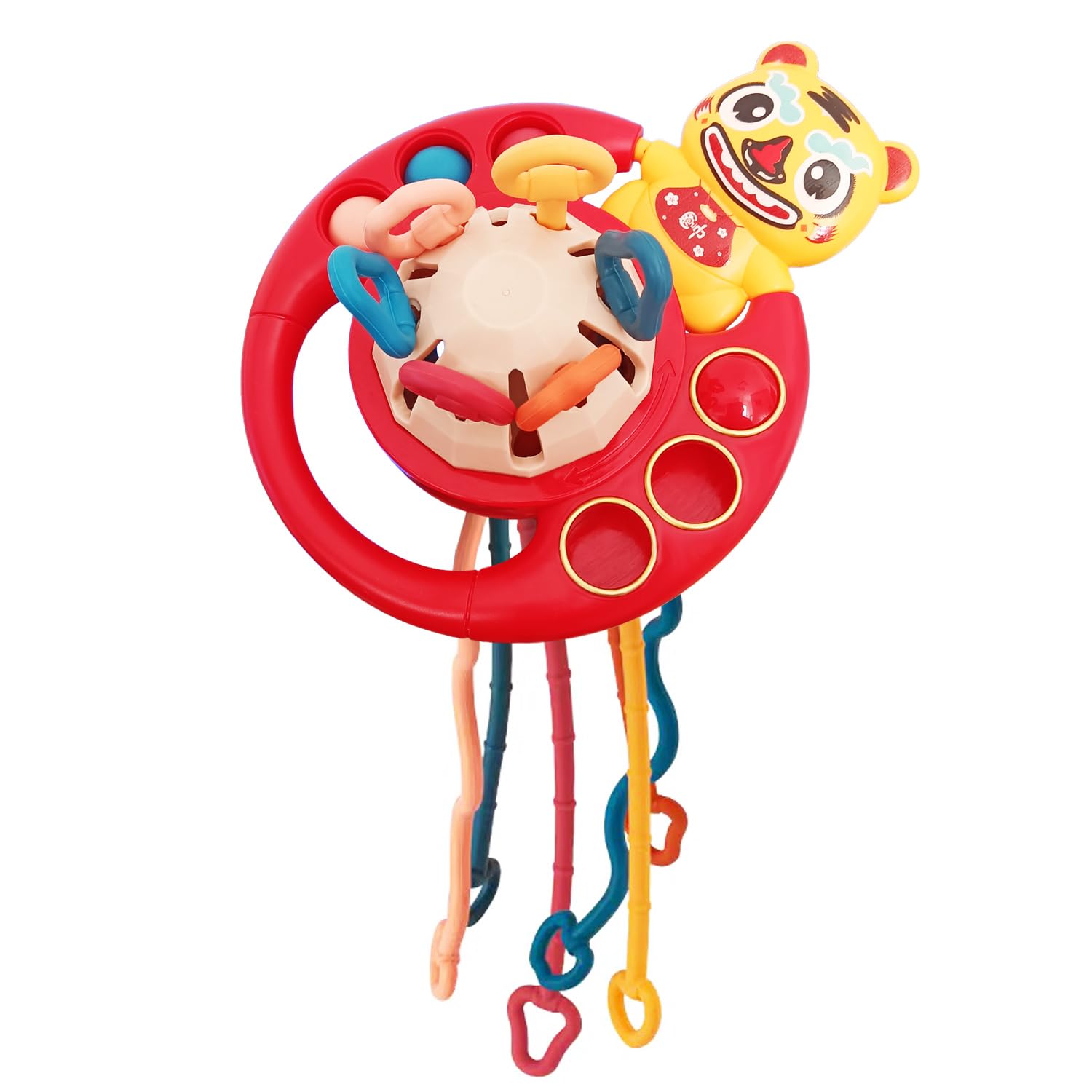 Montessori Toys for Babies 18 Months - Sensory Learning Toys for Toddlers 1-2 Years Old, Food-Grade Soft Silicone Pull String Fidget Teething Toy, Perfect for Bath, Travel, and Early Education (Tiger Design)