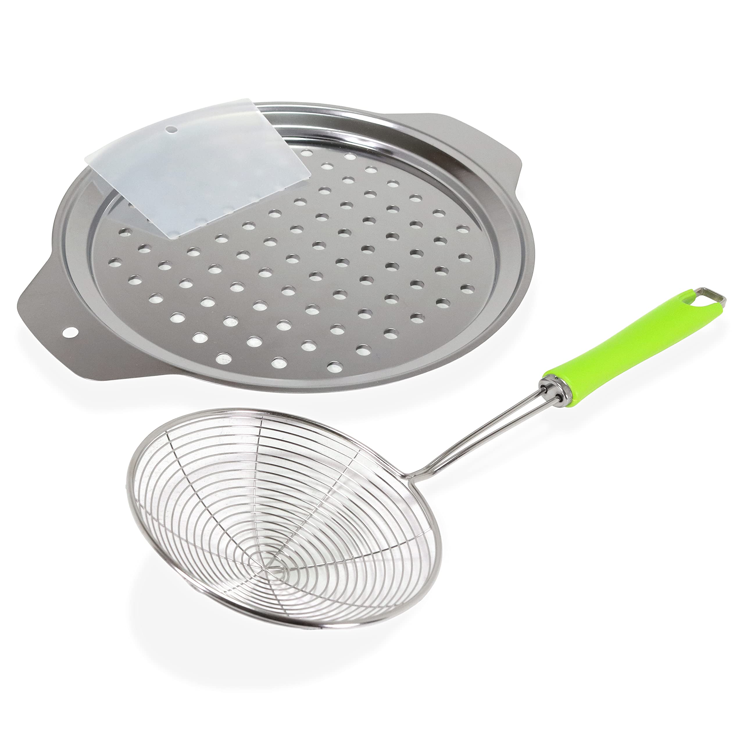 Premium Stainless Steel German Spaetzle Maker with Swiss Knoepfle Dumpling Press - Complete Set with Wire Skimmer & Scraper - Perfect for Homemade Egg Noodles, Dumplings & European Cuisine