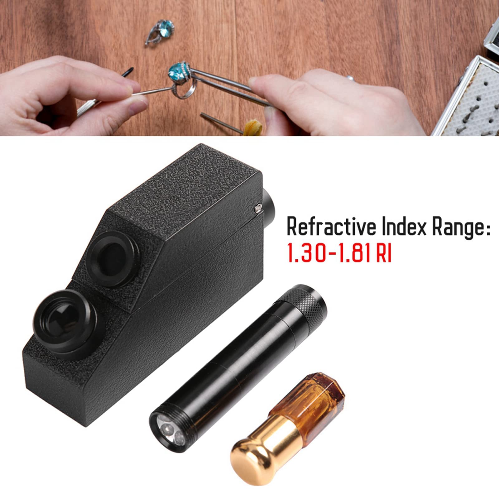 Professional Portable Jewelry Refractometer 1.30-1.81 RI Range - Lightweight Gemstone Identification Tool for Measuring Refractive Index of Diamonds, Sapphires & Emeralds - Perfect for Jewelers, Gemologists & Hobbyists at Home or Field Work