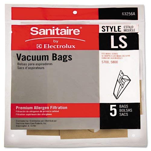Eureka 63256A10 Commercial Upright Vacuum Cleaner Replacement Bags - Style LS, 5 Pack - Compatible with Eureka Upright Vacuums - Ideal for Offices, Hotels & Commercial Cleaning