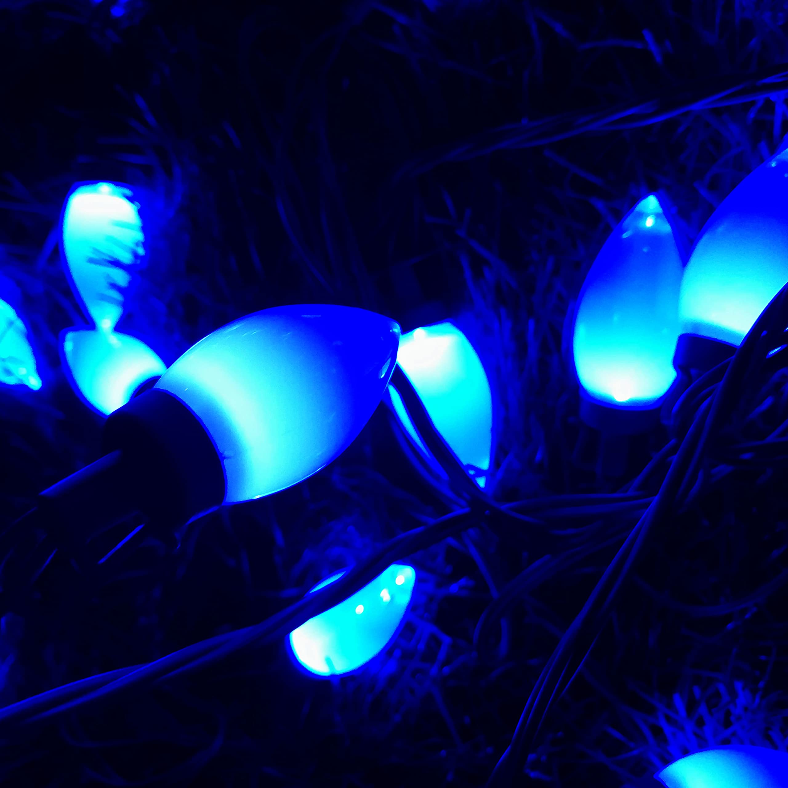 C9 Christmas Lights Outdoor - 50 LED Blue Strawberry Waterproof String Lights for Xmas Tree & Indoor Decorations - 34.5ft Plug-in Holiday Lights for Home, Festive Courtyard, Patio & Garden (Blue) | Perfect for Holiday Parties, Winter Weddings & Cozy Seasonal Ambiance