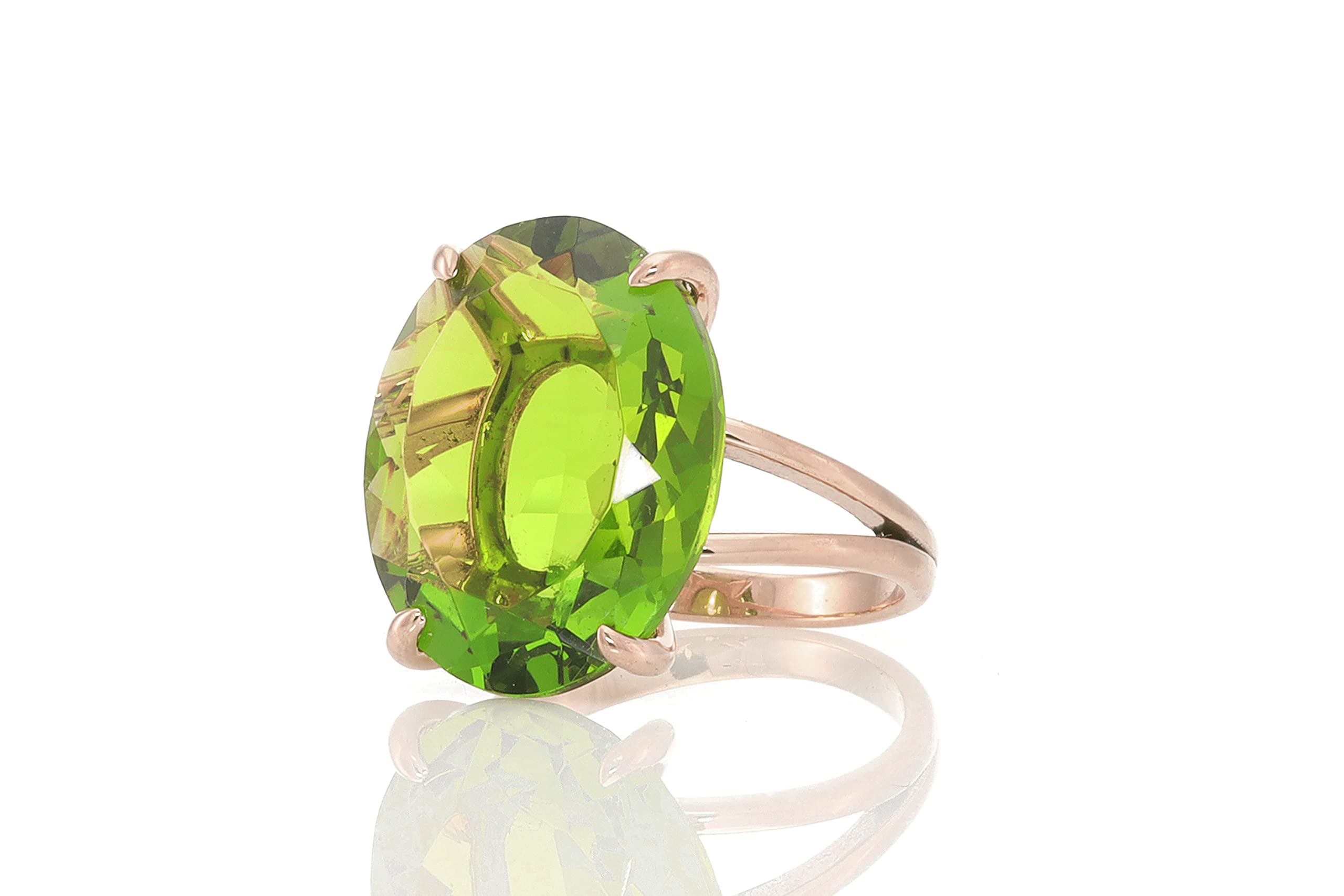 14k Rose Gold Filled Peridot Ring for Women | Handcrafted August Birthstone Jewelry | Elegant Simple & Statement Ring | Perfect Gift for Anniversary, Birthday & Special Occasions | Comes with Jewelry Box