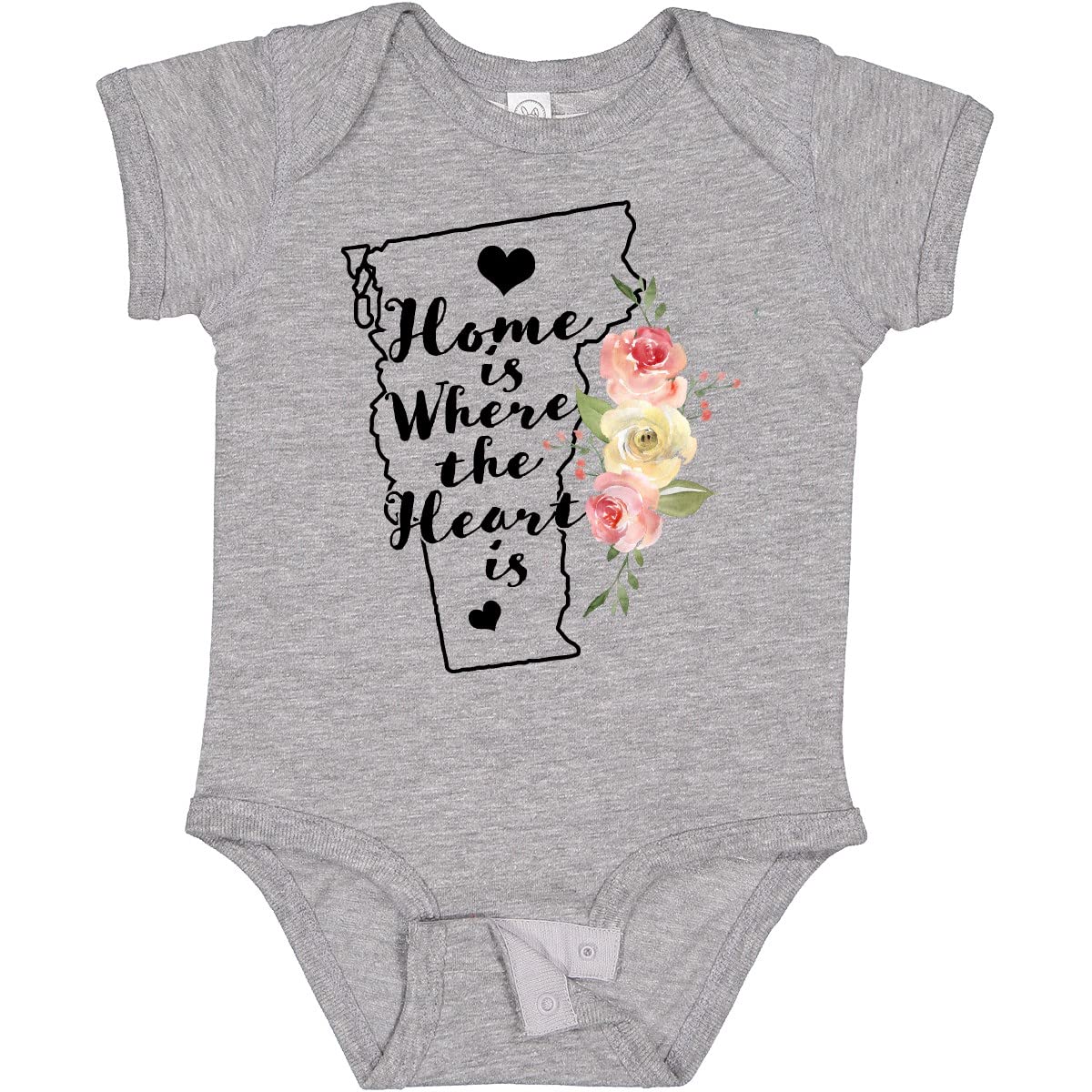 Inktastic Vermont Home is Where The Heart is Watercolor Baby Bodysuit - Soft Cotton Onesie for Newborns, Infants & Toddlers - Perfect for Family Photos, Holidays & Everyday Wear