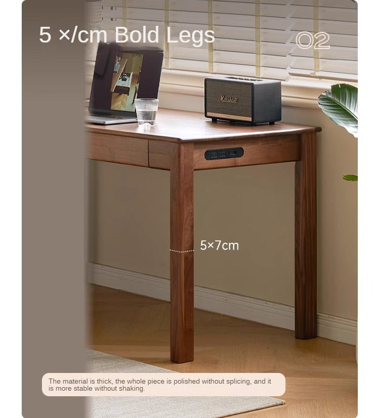 Premium Black Walnut, Ash & Oak Solid Wood Modern Writing Desk - Home Office Furniture for Work & Study | Ergonomic Design for Comfort & Productivity
