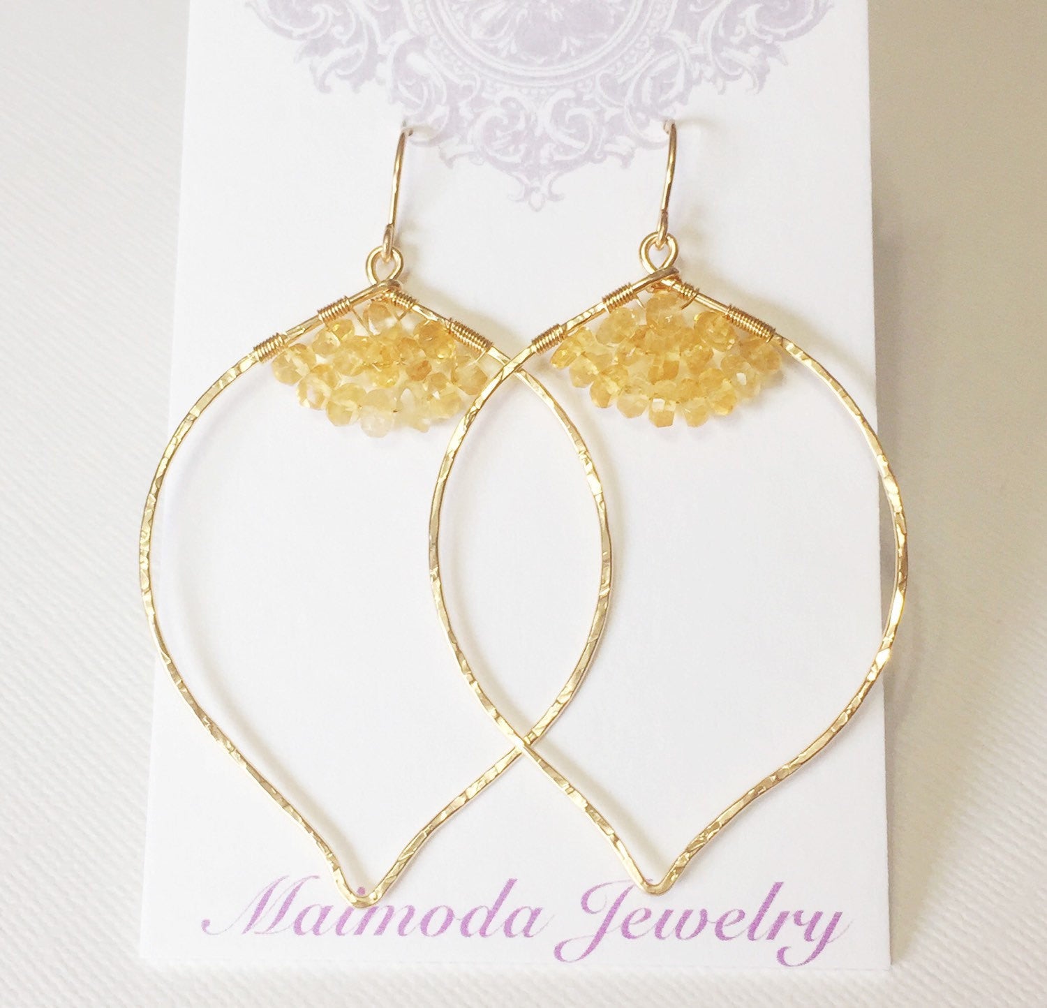 Malie Citrine Earrings (E201) - Elegant Gemstone Jewelry for Women, Perfect for Parties & Special Occasions