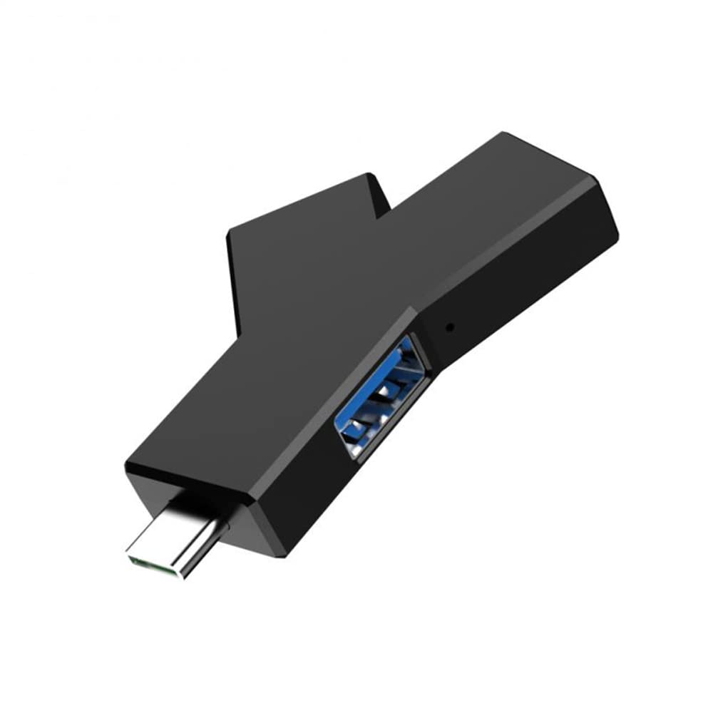3-in-1 USB C Hub Splitter - Multi-Port USB Type C Adapter for Laptop, PC & MacBook - Compact Y-Shaped Design with Plug & Play - Supports Hot Swapping (Black) - Perfect for Office, Travel & Home Workspace