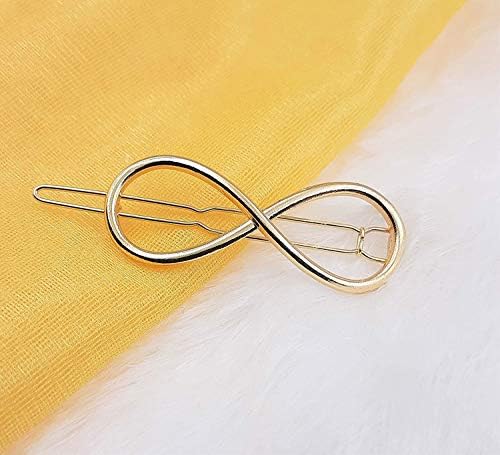 FIMBUL Gold Minimalist Hair Clips - Dainty Feather Hollow Geometric Barrettes for Women & Girls (6Pcs) - Perfect for Thick Hair Styling, Weddings & Everyday Elegance