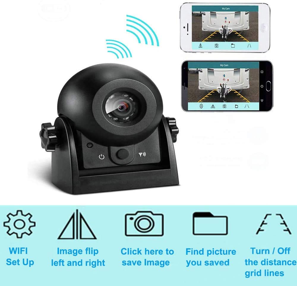 Wireless Magnetic Rear View Camera for Cars - Waterproof IP68, Smart APP Compatible with iPhone & Android, Night Vision Backup Camera for SUV, Van, Trailer - Perfect for Parking, Reversing & Night Driving Safety