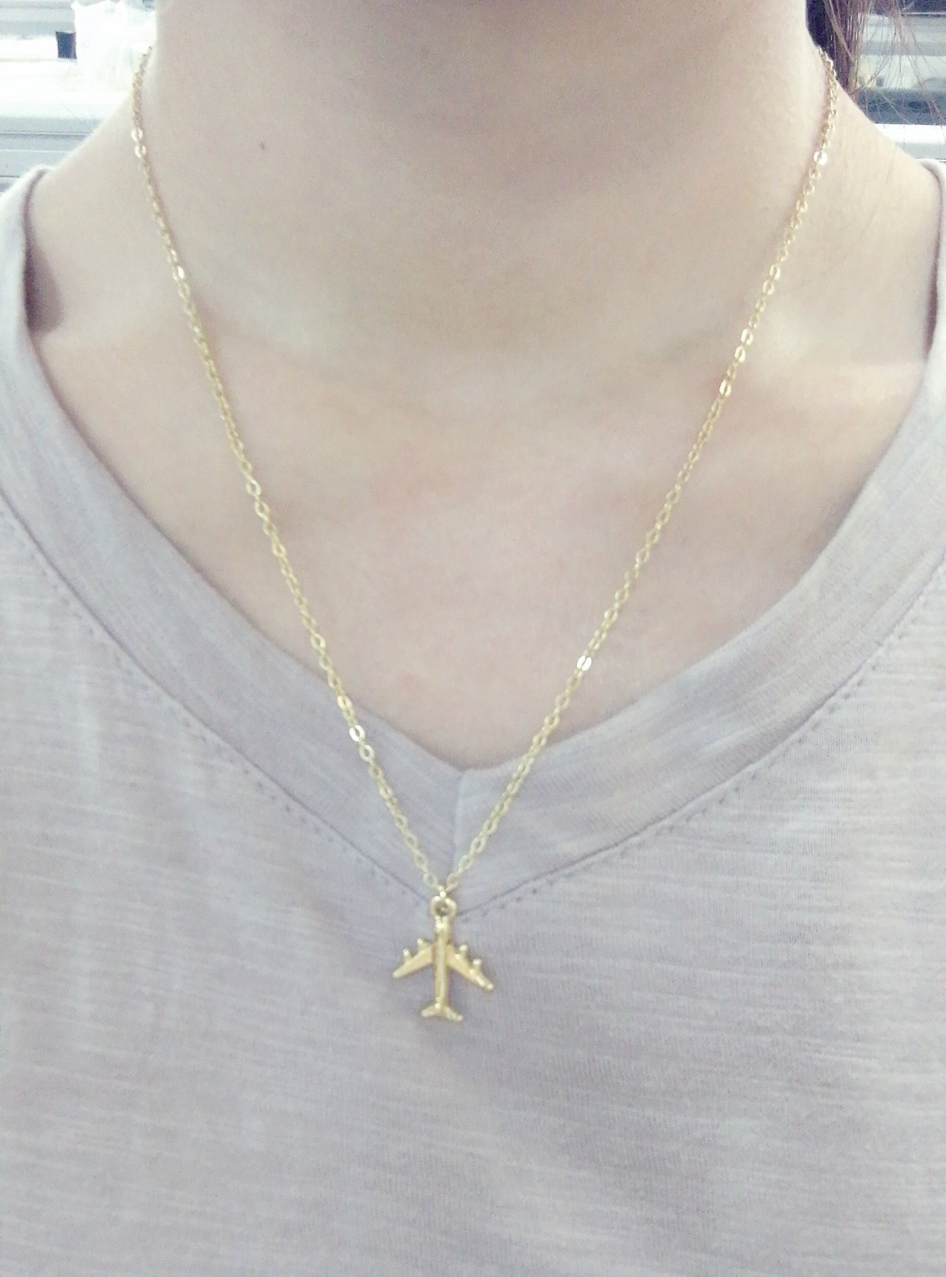 NOUMANDA 14K Gold Plated Airplane Pendant Necklace for Women - Dainty Minimalist Charm Jewelry - Perfect for Travel Gifts, Birthday Presents & Everyday Wear