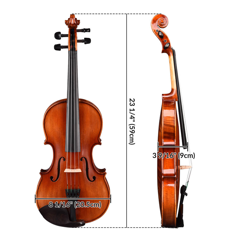 TheLAShop BV250 4/4 Full Size Professional Maple Wood Violin with Hard Case - Perfect for Beginners, Students & Performers | Classical, Orchestral & Practice Use