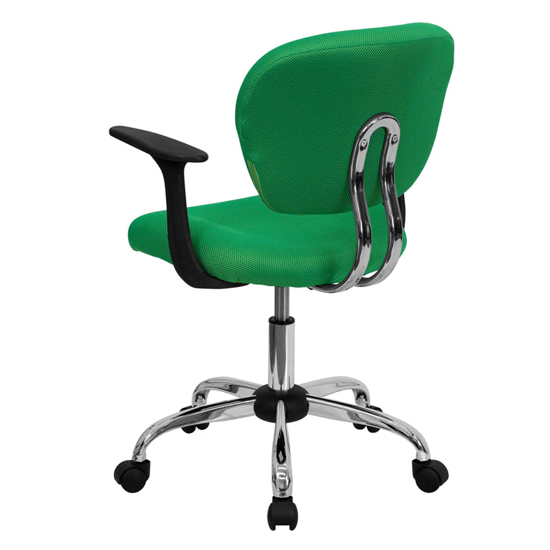 FLASH Beverly Mid Back Black Mesh Office Chair with Padded Seat, Swivel & Adjustable Height, Chrome Base & Arms - Ergonomic Desk Chair for Home & Office Workspace