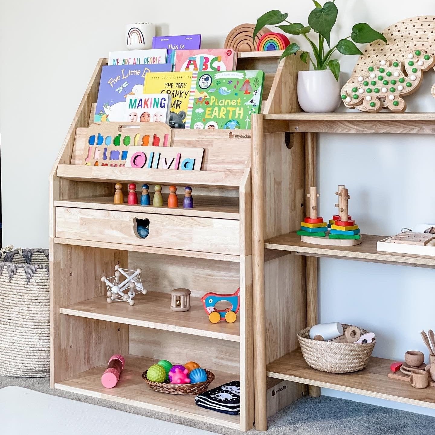 EVE Solid Wood 2-in-1 Display Bookcase Shelf - Modern Bookshelf & Storage Unit for Living Room, Bedroom, or Office - Perfect for Organizing Books, Decor, and Essentials