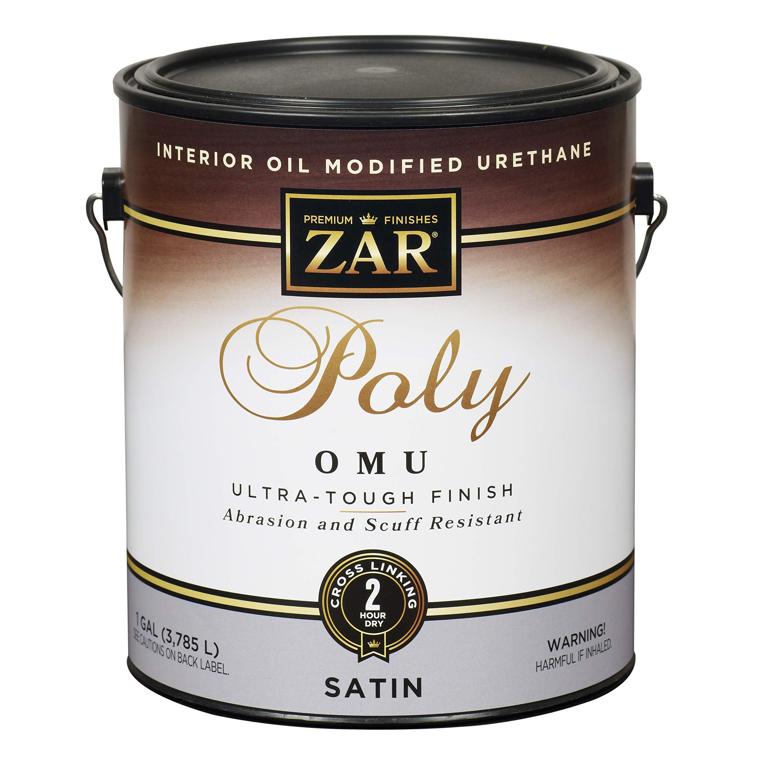 1 Gallon UGL Satin 36213 Zar Waterborne Oil-Modified Polyurethane Interior Wood Finish - Perfect for Floors, Furniture & Cabinets