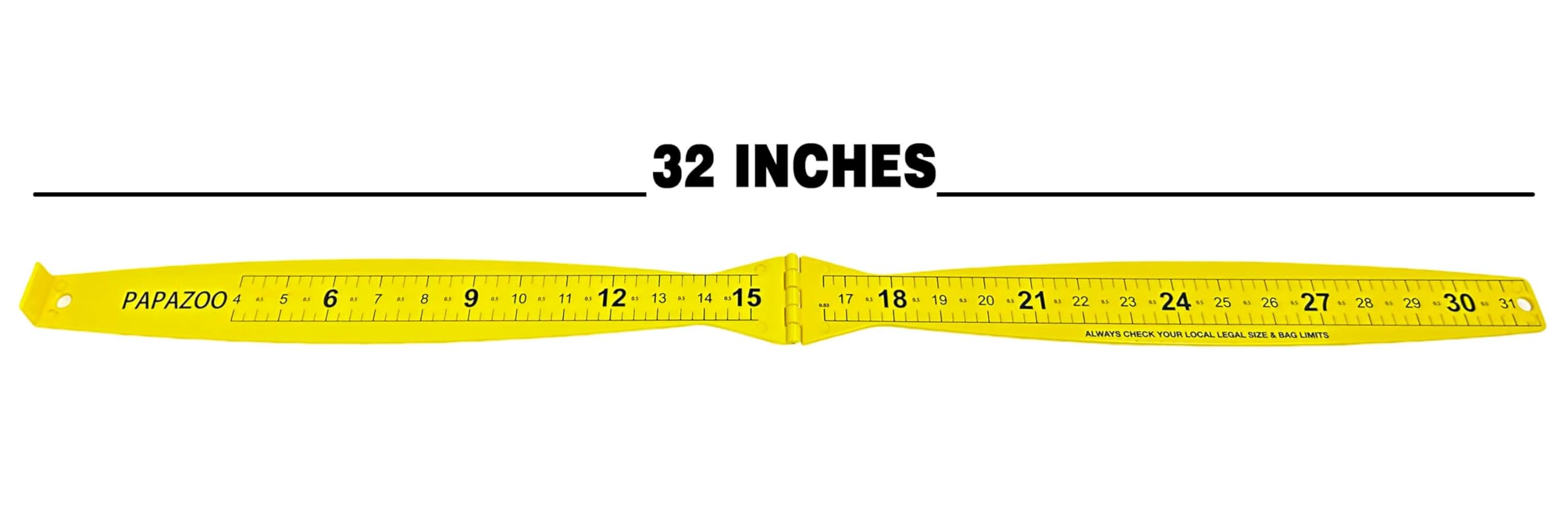 32 Inch Folding Fish Measuring Board - Lightweight Portable Bump Ruler for Crabs & Fish - Easy Read Kayak & Boat Fishing Accessory - Perfect for Freshwater & Saltwater Anglers