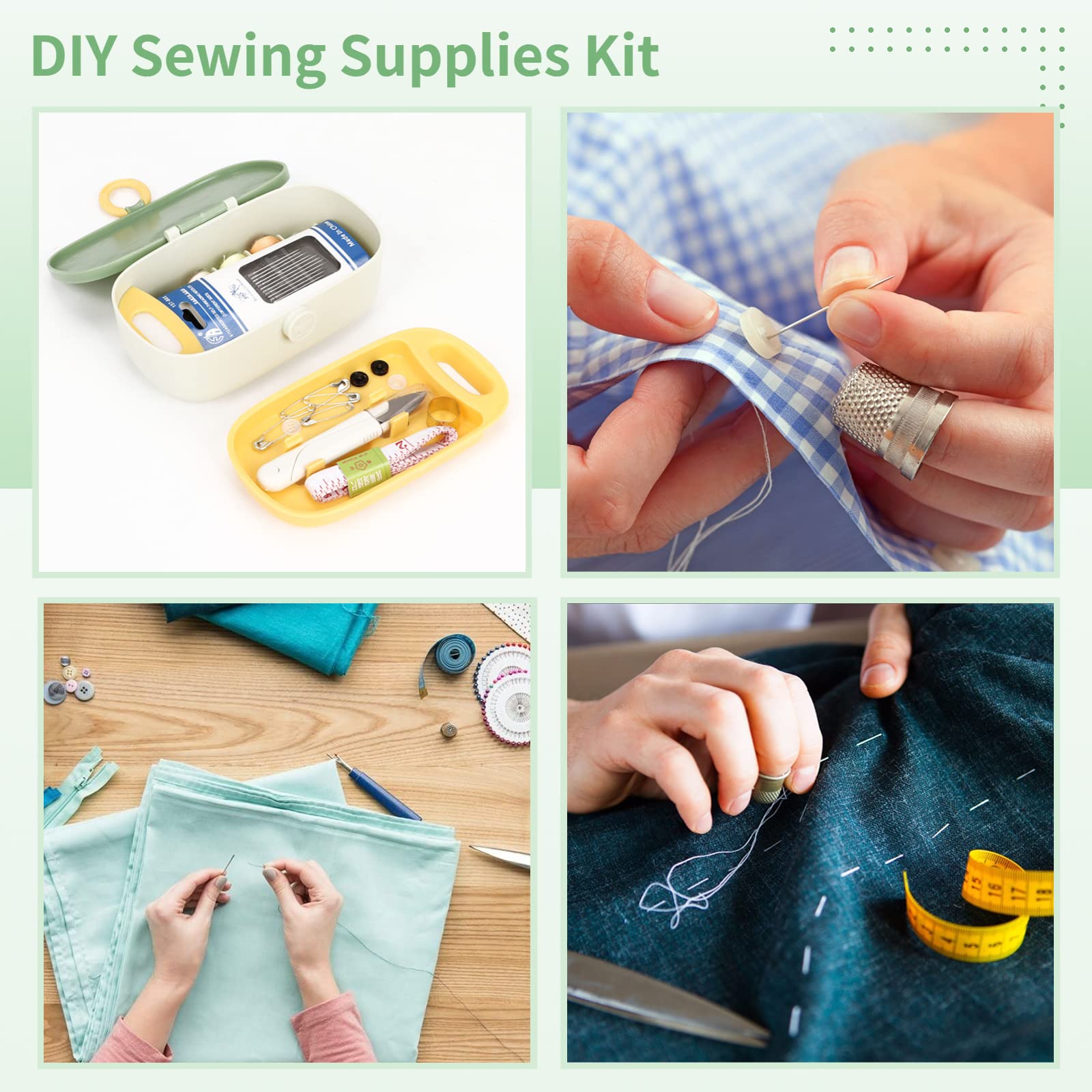 43pcs Portable Sewing Kit with Plastic Storage Box - Complete Hand Sewing Supplies for DIY Projects, Crafts & Travel - Needles, Threads & Repair Tools for Home, Emergency & On-the-Go Sewing Needs