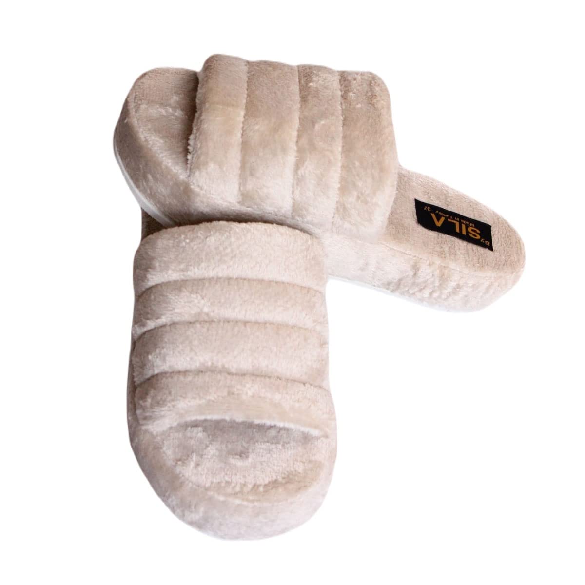 Breathable Soft Faux Rabbit Fur Open Heel Slippers for Women with Memory Foam - Comfortable Indoor Outdoor House Slippers (Size 5-10) - Perfect for Lounging at Home, Running Errands & Cozy Gift Giving